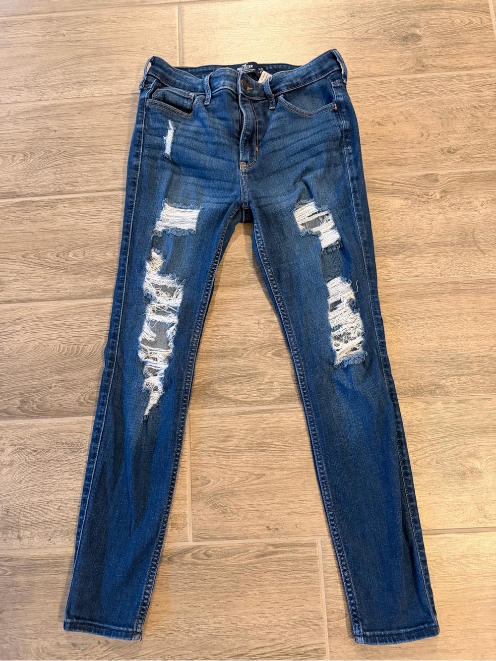 Hollister Dark Blue Ripped Skinny Jeans